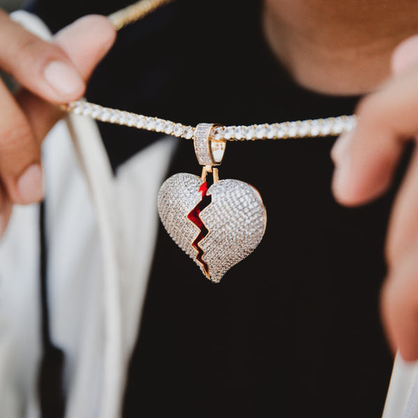 Broken Heart Pendant Yellow Gold Color RKSCART