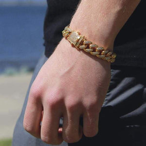 12mm Cuban Link Bracelets - Gold Color - RKSCART