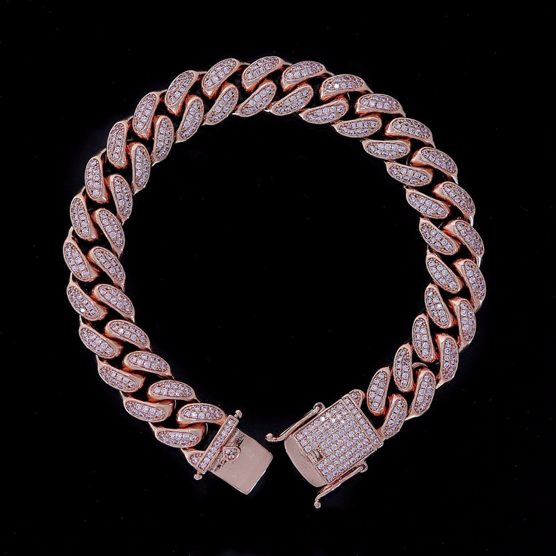 12mm Cuban Link Bracelets - Rose Gold Color - RKSCART