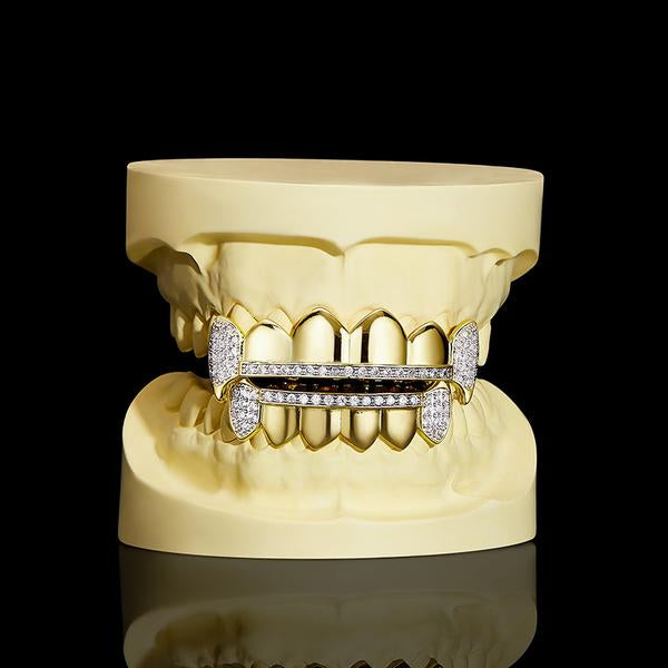 Vampire Cz Iced Out Teeth Griilz Yellow gold