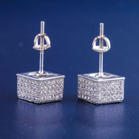 Iced Cubic Earrings In White Gold