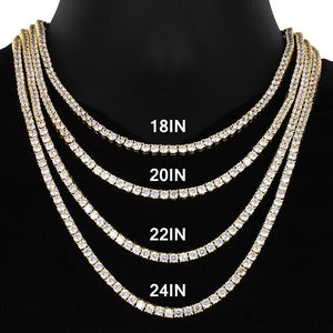 3mm Tennis Chain Alloy Yellow Gold Color Plated - RKSCART