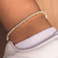 cz Tennis Anklet Yellow Gold Plated
