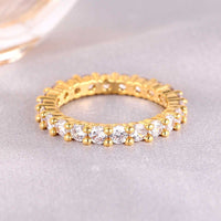 925 Silver Gold Color Single Layer Ring - RKSCART