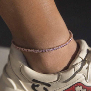 cz Tennis Anklet Yellow Gold Plated