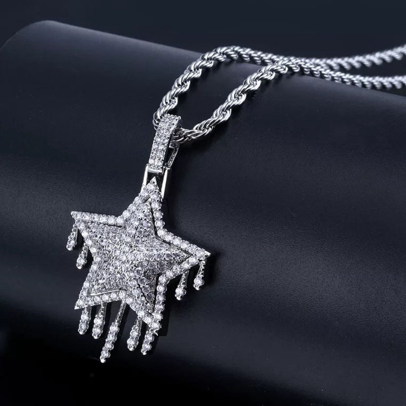 Dripping Star Pendant White Gold Color