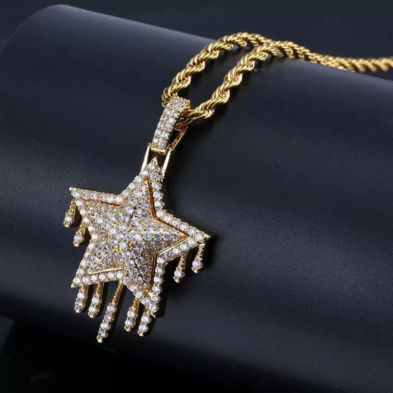 Dripping Star Pendant IN Yellow Gold