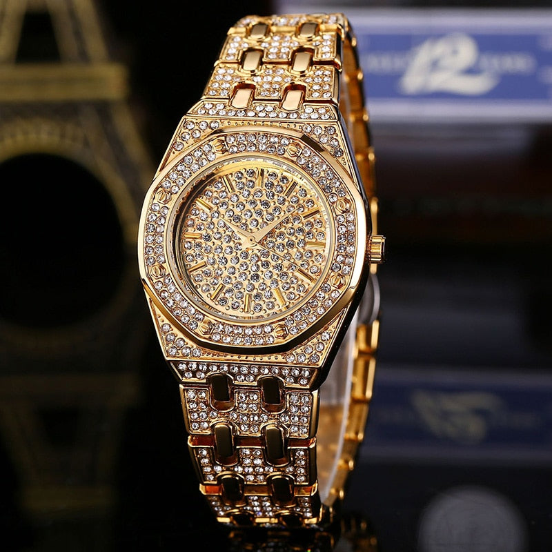 Hexagon Shape 18k Iced Watch