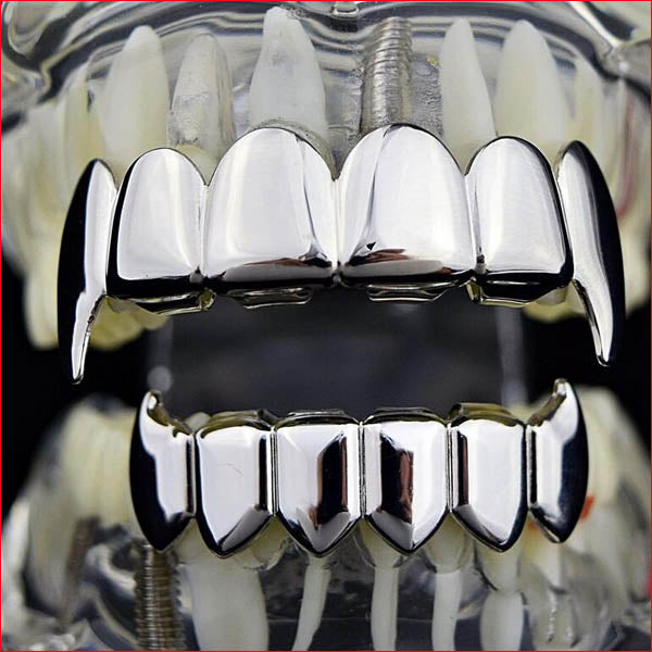Vampire Teeth Griilz White Gold Plated