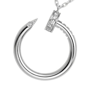 Nail Necklace White Gold Plated