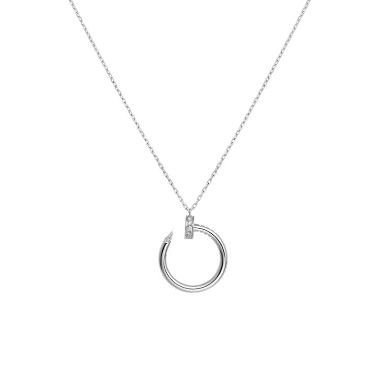 Nail Necklace White Gold Plated