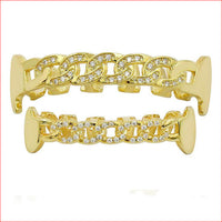 Cuban Link Yellow Gold Color Plated Simulated TeethGrillz