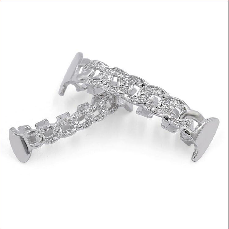 Cuban Link White Gold Color Plated Simulated TeethGrillz