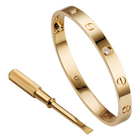 Love Bangle cz Yellow Gold Color Plated