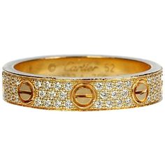 S925 With Love CZ Rings Yellow Gold Color