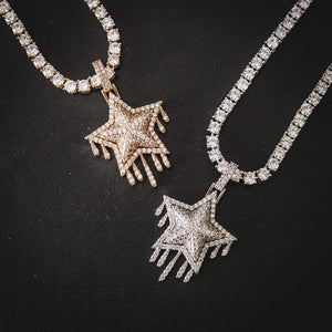 Dripping Star Pendant White Gold Color