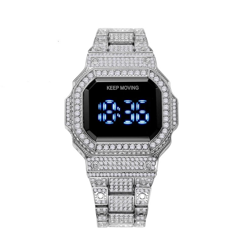 Keep Moving Digital Watch Touch White Gold Color