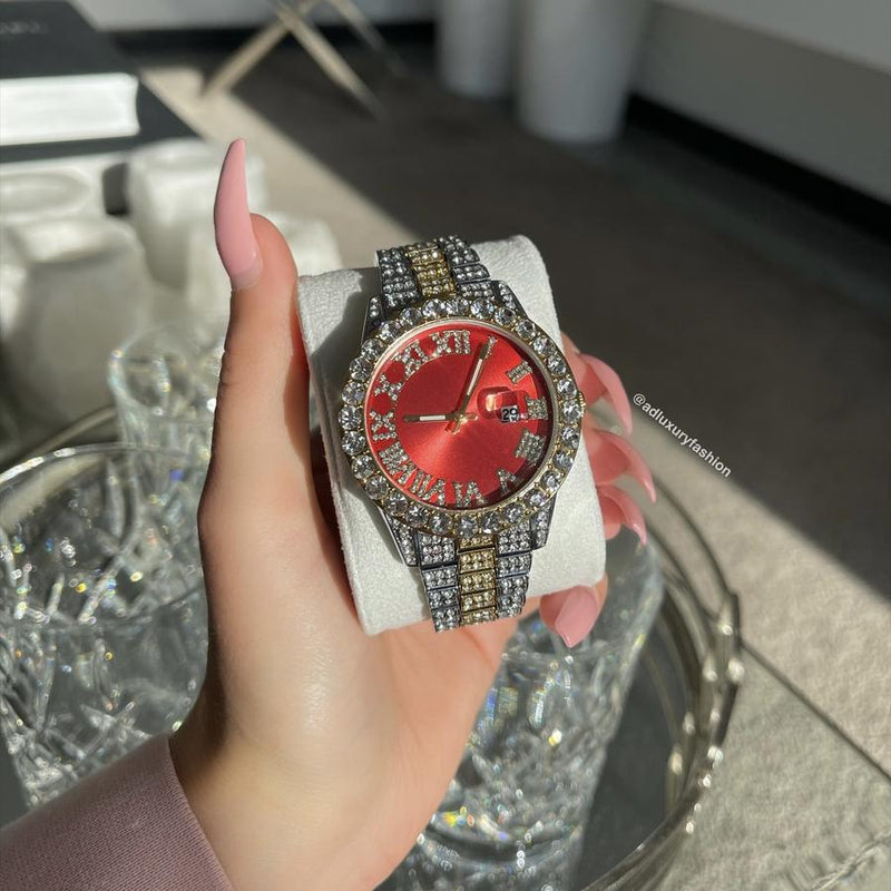 Datejust 2-Tone Red Dial Watch