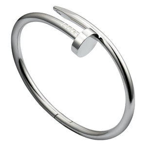 Nail Bangle In White Gold Plated