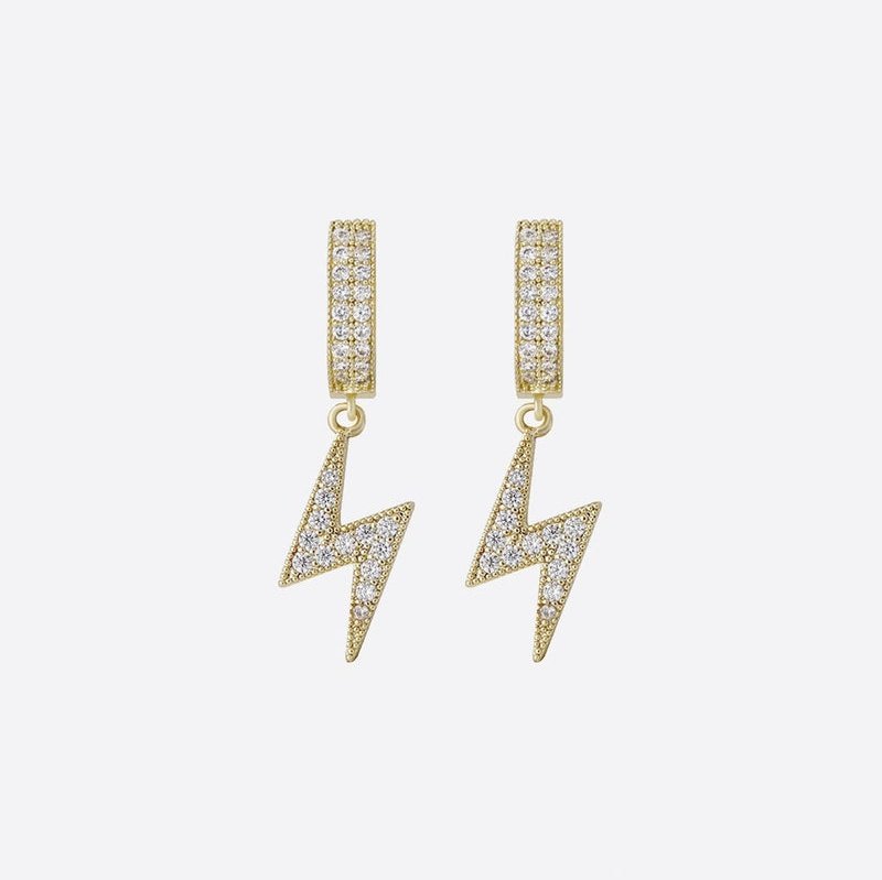 Lightning Earring Yellow Gold Color