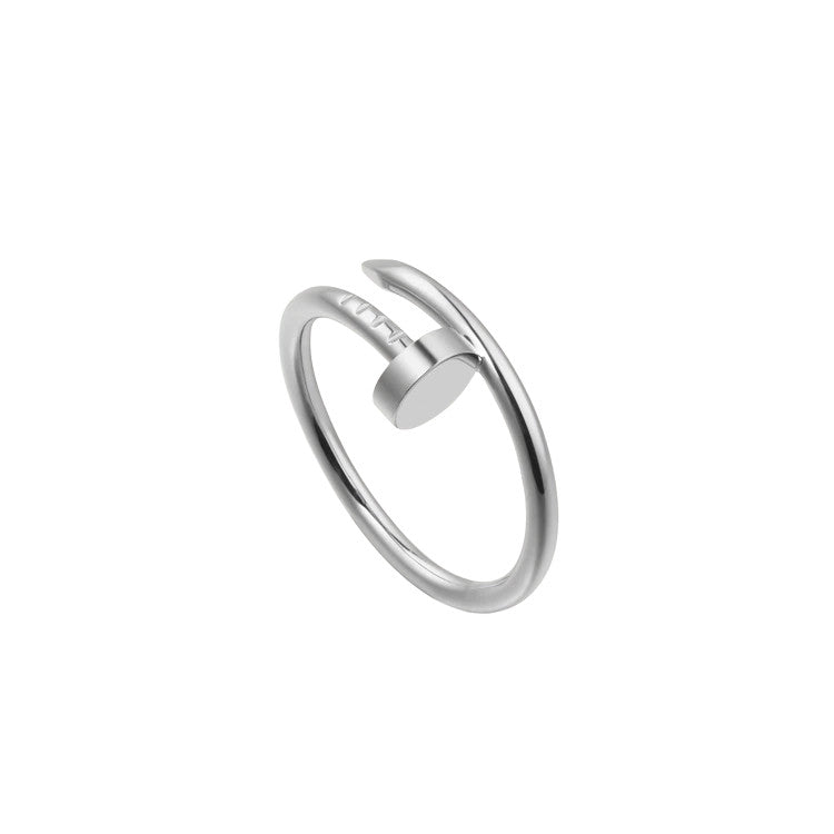Nail Ring White Gold Plated