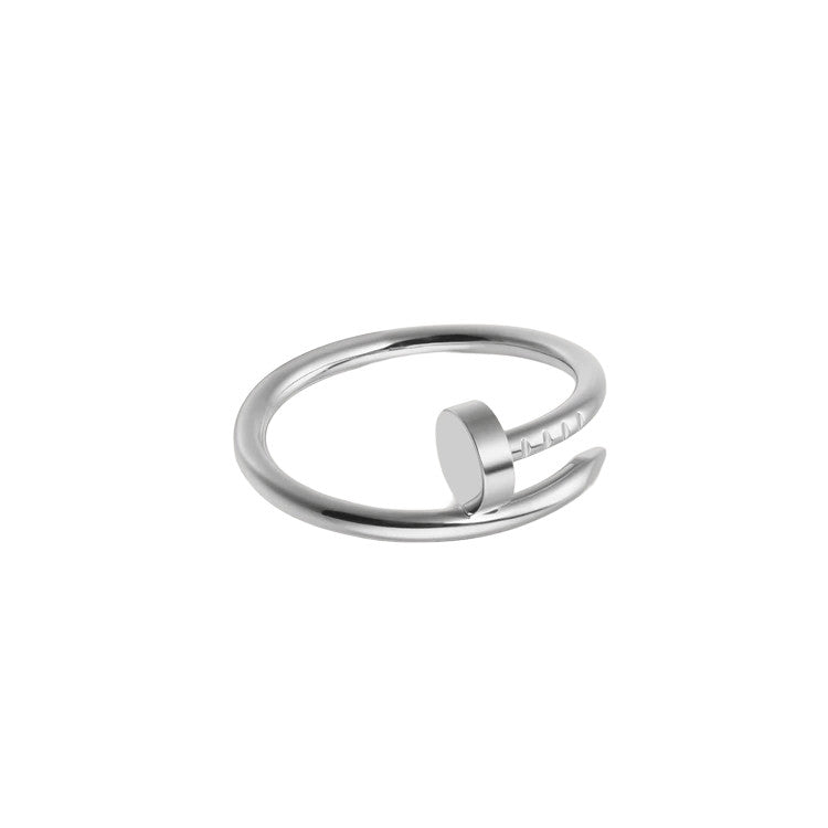 Nail Ring White Gold Color Plated