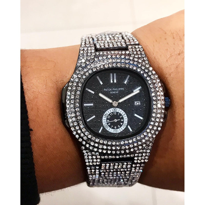 Nautilus Chronograph Black Diamond cz Watch